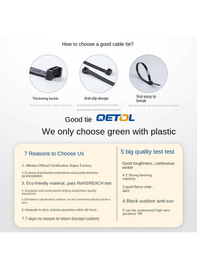 Bluejw High Quality Self-locking Cable Tie 3*4*5*8*200*250*350*400 Thick Cable Tie Nylon Plastic - Image 5