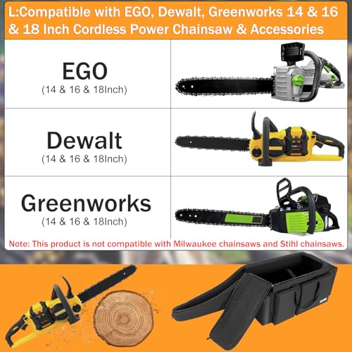 OUUTMEE Chainsaw Carrying Case Waterproof Foldable Chainsaw Storage Bag Compatible with EGO Dewalt Greenworks 14 16 18 Inch Cordless Power Chainsaw Accessories - Image 3