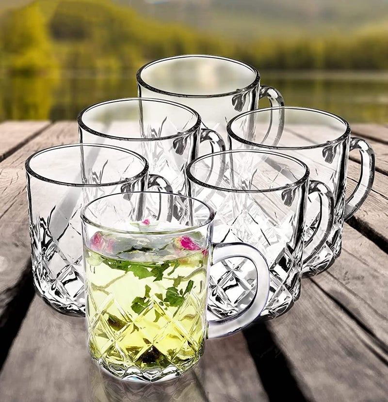 Mevanta Premium Glass Tea and Coffee Cup 200ML Set of 6 Transparent Glass Cups Set for Milk Cup HotCold Drinks Cups Herbal Tea Green Tea Lemon Tea Cup Set for Ideal Gift Uses 6 BX19 - Image 2