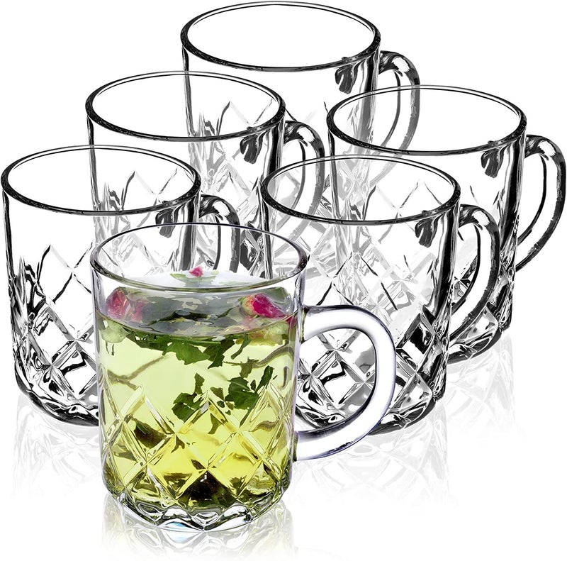 Mevanta Premium Glass Tea and Coffee Cup 200ML Set of 6 Transparent Glass Cups Set for Milk Cup HotCold Drinks Cups Herbal Tea Green Tea Lemon Tea Cup Set for Ideal Gift Uses 6 BX19 - Image 1
