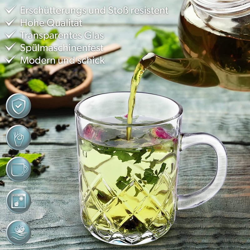 Mevanta Premium Glass Tea and Coffee Cup 200ML Set of 6 Transparent Glass Cups Set for Milk Cup HotCold Drinks Cups Herbal Tea Green Tea Lemon Tea Cup Set for Ideal Gift Uses 6 BX19 - Image 4