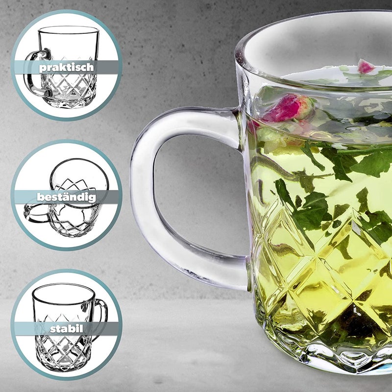 Mevanta Premium Glass Tea and Coffee Cup 200ML Set of 6 Transparent Glass Cups Set for Milk Cup HotCold Drinks Cups Herbal Tea Green Tea Lemon Tea Cup Set for Ideal Gift Uses 6 BX19 - Image 3