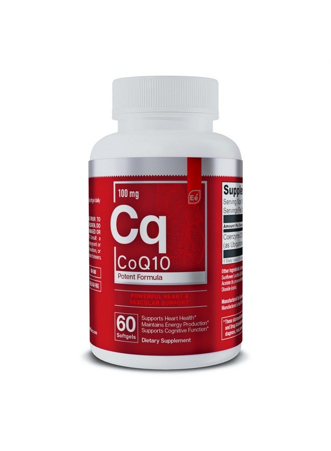 Essential Elements CoQ10 100mg Softgels for Heart, Brain, and Vascular Support - Comprehensive Coenzyme Q10 Supplement Formulated for Optimal Absorption - 60 Count, 2 Month Supply - Image 1