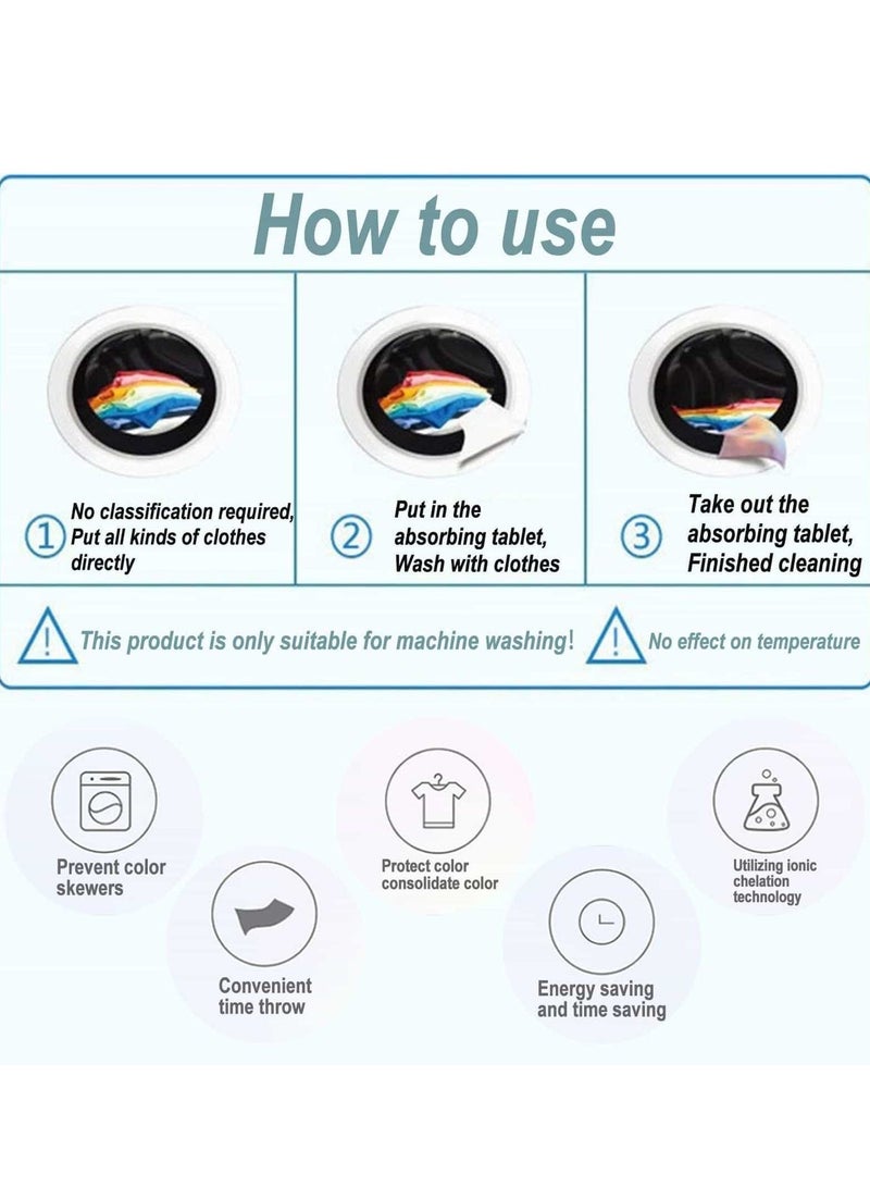 أنمي 100 ورقة من أوراق امتصاص الألوان، أوراق غسيل تمتص الصبغة، خالية من العطور، تمنع تلطيخ الملابس لجميع الأقمشة، أوراق المنظفات، أوراق غسيل تمتص الألوان للتعليم المنزلي - Image 3