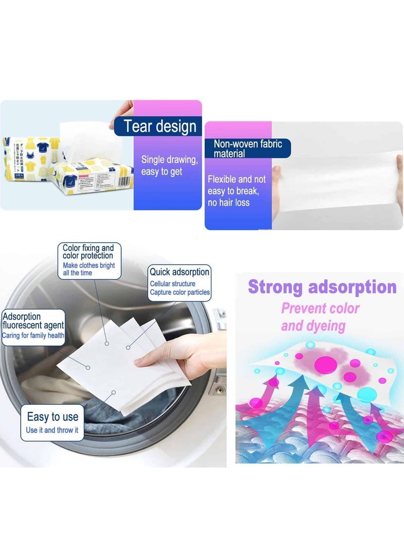 أنمي 100 ورقة من أوراق امتصاص الألوان، أوراق غسيل تمتص الصبغة، خالية من العطور، تمنع تلطيخ الملابس لجميع الأقمشة، أوراق المنظفات، أوراق غسيل تمتص الألوان للتعليم المنزلي - Image 2