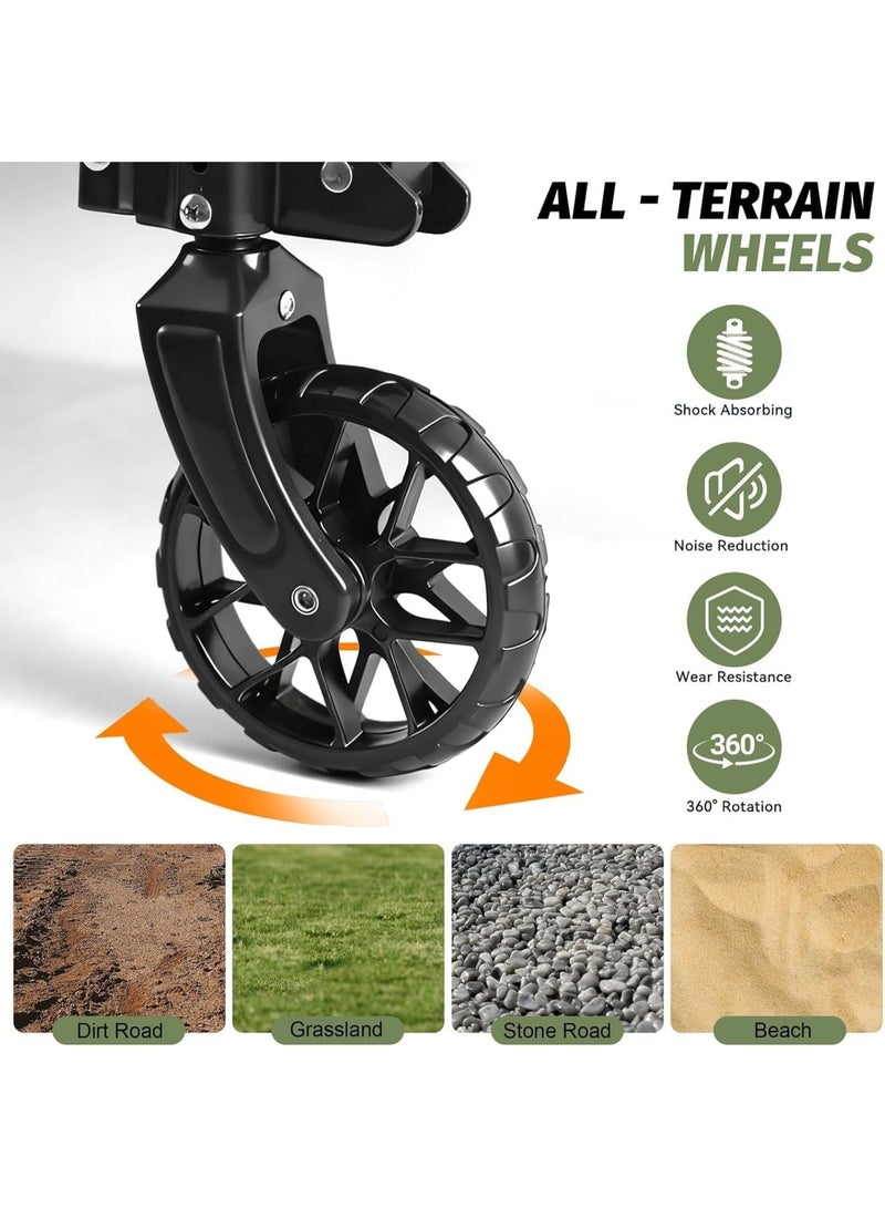 Heavy-Duty Foldable Garden Cart Utility Wagon with All-Terrain Sand Wheels, 100kg Capacity, Black - Image 4