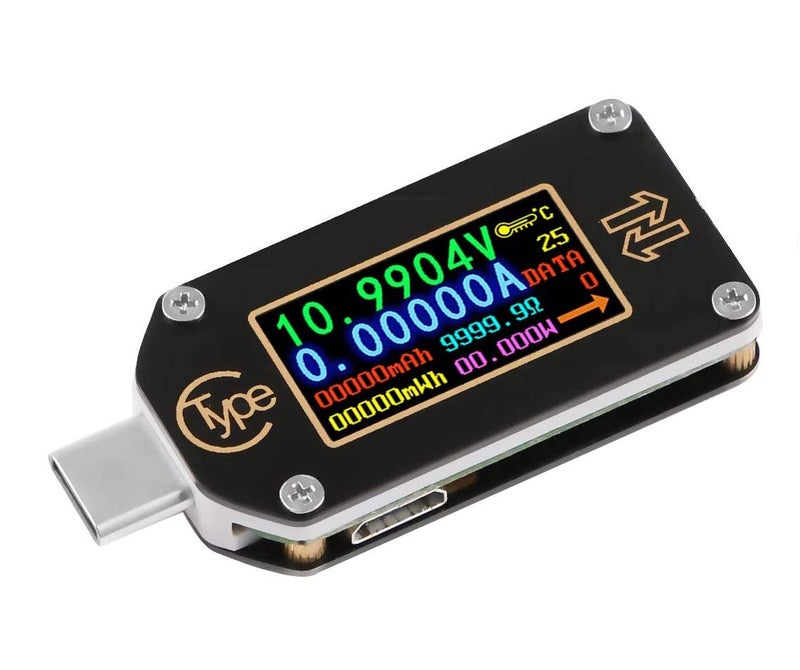 MakerHawk TC66C USB Tester USB C Power Meter USB Voltage Meter Type-C Current and Voltage Monitor, USB Safety Tester, PD Battery Capacity Meter, Digital Color LCD Display Multimeter - Image 1