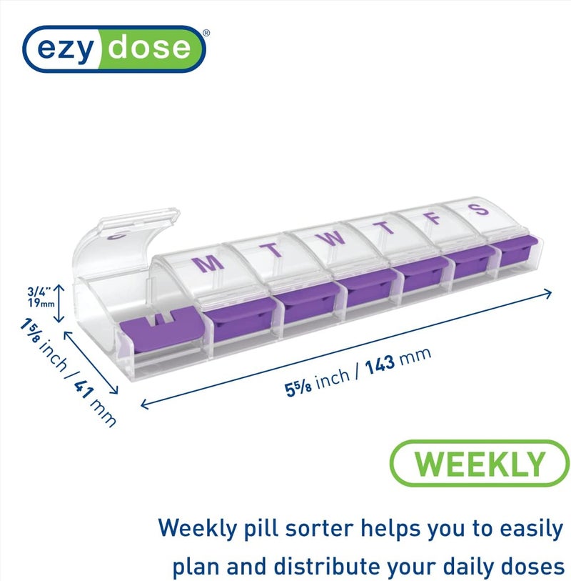 EZY DOSE Apothecary Push Button 7-Day Pill Organizer - Medium Size - Image 2