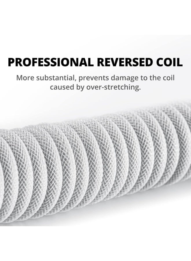 كابل USB-C حلزوني مخصص بطول 1.8 متر للوحة مفاتيح الألعاب، كابل لوحة مفاتيح ميكانيكية مزدوج الغلاف مع غطاء معدني قابل للفصل، من USB-C إلى USB-A - Image 2