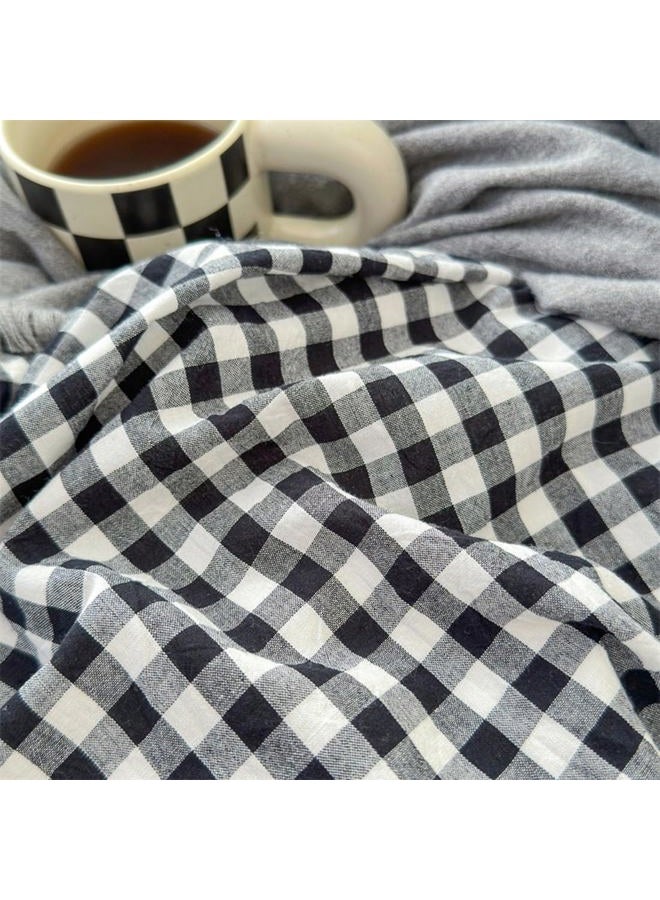 Mucalis Black White Gingham Duvet Cover King 100% Washed Cotton Black Plaid Checkered Duvet Cover Set Modern 3 Piece Grid Bedding Set with Zipper Closure Corner Ties,Durable,Breathable,Easy Care - Image 5