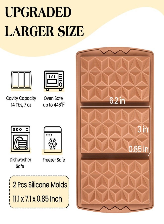 Fimary 2 Pcs Deep Dubai Chocolate Bar Mold Large Stuffed Silicone Molds for Filling Knafeh Pistachio Chocolate Bar Thick Candy Molds Break Apart (Pyramid Shape) - Image 2