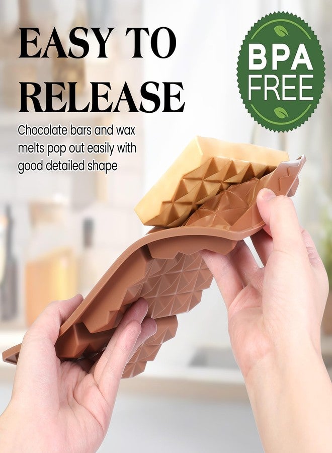 Fimary 2 Pcs Deep Dubai Chocolate Bar Mold Large Stuffed Silicone Molds for Filling Knafeh Pistachio Chocolate Bar Thick Candy Molds Break Apart (Pyramid Shape) - Image 4