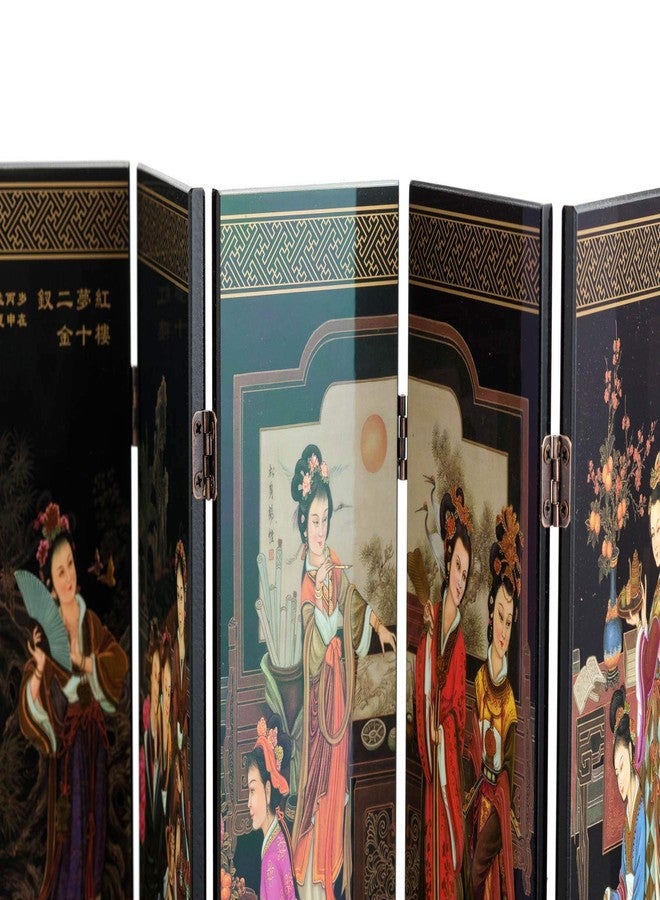 TJ Global فاصل صغير من تي جيه جلوبال، بارتفاع 9.5 بوصة، مكون من 6 ألواح، فن صيني تقليدي لتزيين المنزل - أدوات زخرفية مطلية بالورنيش، ديكور منزلي، ورنيش، شرقي، فاصل صغير (للسيدات) - Image 5