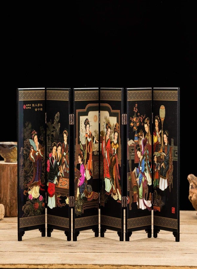 TJ Global فاصل صغير من تي جيه جلوبال، بارتفاع 9.5 بوصة، مكون من 6 ألواح، فن صيني تقليدي لتزيين المنزل - أدوات زخرفية مطلية بالورنيش، ديكور منزلي، ورنيش، شرقي، فاصل صغير (للسيدات) - Image 2