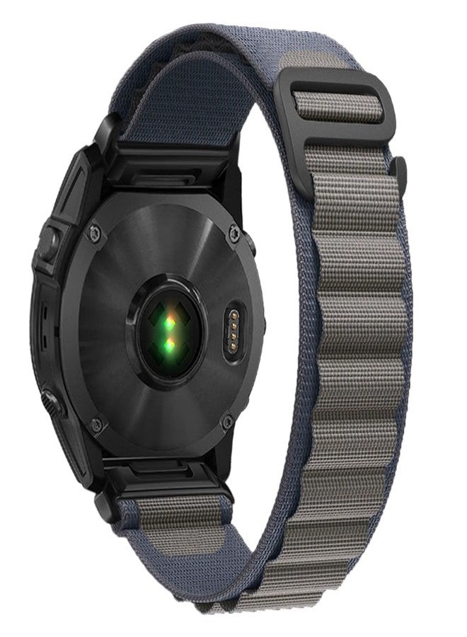 1963 Watch Nylon Watch Band 26mm for Garmin Fenix 7X / Fenix 6X / Fenix 5X / Enduro 2, Hook and Loop Fasteners Watch Strap with Stainless Steel Clasp for Tactix 7 Pro, Descent (Blue) - Image 1