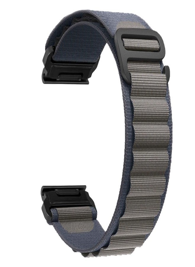 1963 Watch Nylon Watch Band 26mm for Garmin Fenix 7X / Fenix 6X / Fenix 5X / Enduro 2, Hook and Loop Fasteners Watch Strap with Stainless Steel Clasp for Tactix 7 Pro, Descent (Blue) - Image 3