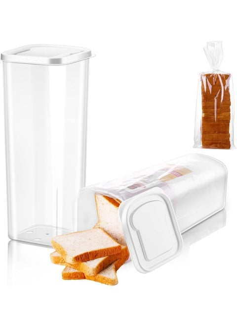 2 Pieces Bread Boxes, Plastic Universal Bread Container With Airtight Lid, Bread Storage Containers, Toast Box Loaf Bread Saver, Fresh Bread Dispenser Bpa Free