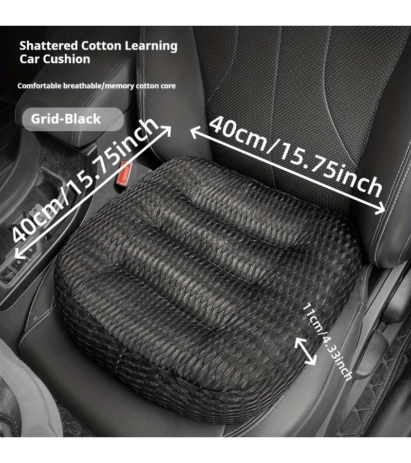 Black Memory Foam Car Seat Cushion Anti Slip Breathable For Long Drives - Image 2