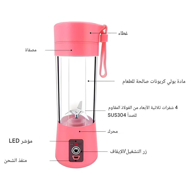 Personal Fruit Blender - Compact Electric USQ Rechargeable Blender for Smoothies and Juices, Small Portable Juicer Cup Suitable for Travel and Daily Use - Image 3