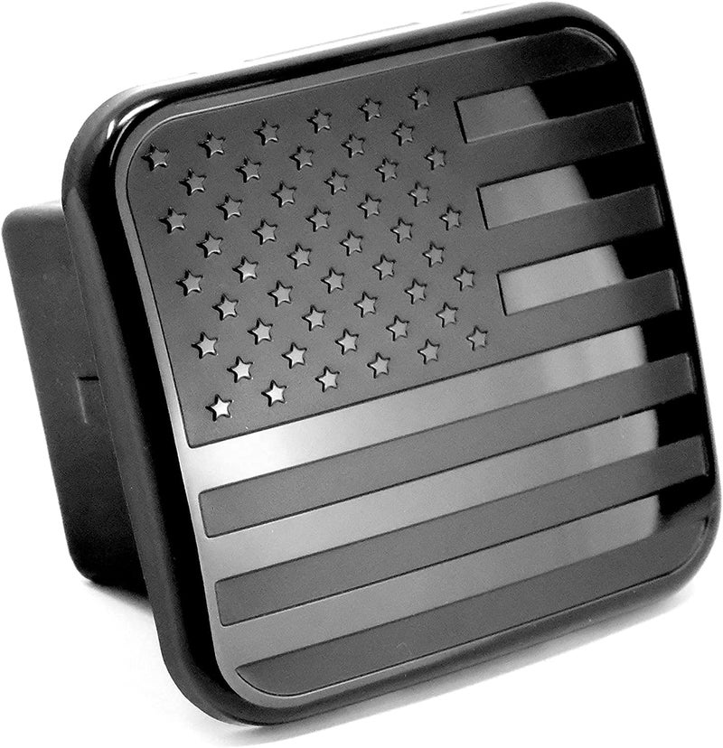 MULL USA Flag Metal Hitch Cover Plug (Fits 2.5" Receiver, Black) - Image 1