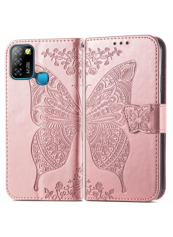 زبون جراب لهاتف Infinix Smart 5 من الجلد المنقوش بنقشة زهور الفراشة مع حامل وفتحات للبطاقات ومحفظة وحبل تعليق - Image 2