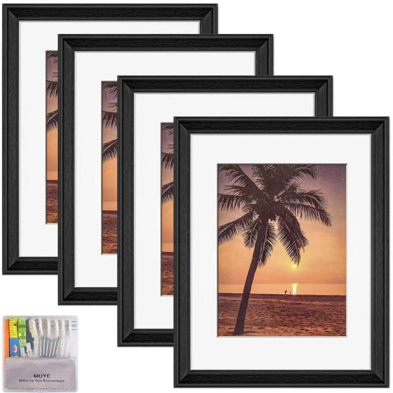 MUYE 85x11 Picture Frame Certificate Document Frame Set of 4High Definition PlexiglassDisplay Diploma Photos 5x7 or 6x8 with Mat or 85x11 Without MatWall Mounting or TabletopBlack