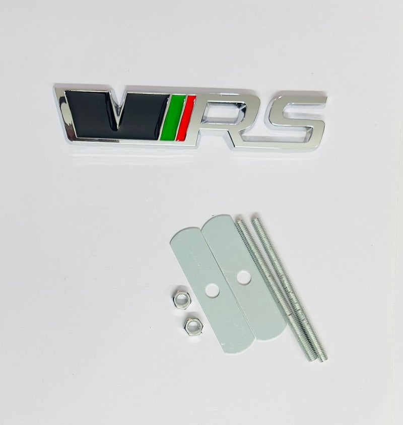 AUTO MT Car Bike Laptop Metal Logo Car Emblem & Grill Met.al Lo.go for Carr 3D Badge Auto Racing Universal Sport Sticker Grand Tourer Decal. (Black-Chrome VRS Grill Logo) - Image 2