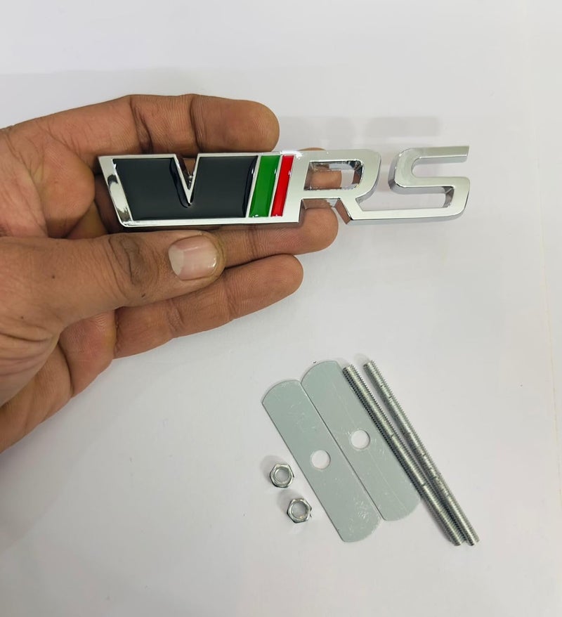 AUTO MT Car Bike Laptop Metal Logo Car Emblem & Grill Met.al Lo.go for Carr 3D Badge Auto Racing Universal Sport Sticker Grand Tourer Decal. (Black-Chrome VRS Grill Logo) - Image 3