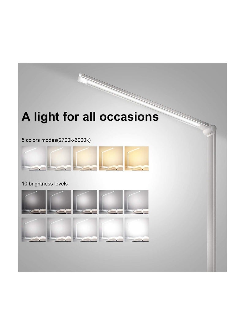 Captaintech LED Desk Lamp, Dimmable Table Lamp with Wireless Charger, Reading Lamp with USB Charging Port, 5 Lighting Modes, Sensitive Touch Control, 30/60 Minutes Auto-Off Timer, Eye-Caring Office Lamp - Image 3