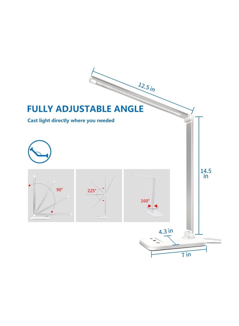 Captaintech LED Desk Lamp, Dimmable Table Lamp with Wireless Charger, Reading Lamp with USB Charging Port, 5 Lighting Modes, Sensitive Touch Control, 30/60 Minutes Auto-Off Timer, Eye-Caring Office Lamp - Image 4