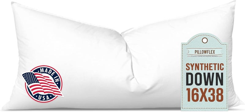 PILLOWFLEX Synthetic Down Pillow Insert - 16x38 Down Alternative Pillow, Ultra Soft, Large Rectangle Body Sleeping Pillow, Kilim, Long, Back - 1 Decorative Pillow Form - Image 1
