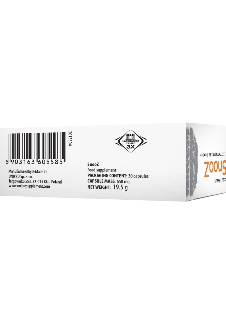 SNOOZ Supplement Supports Nervous And Brain Functions 30's Capsules  - Image 3