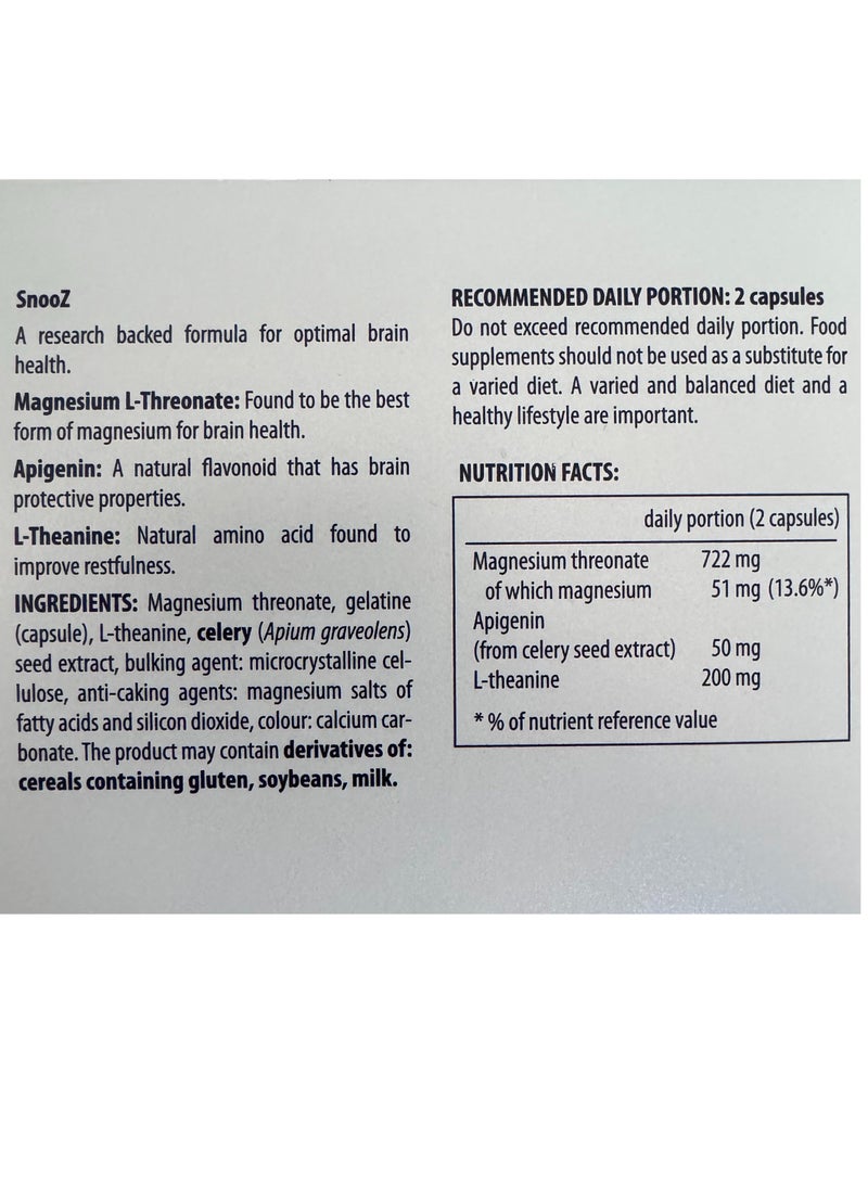 SNOOZ Supplement Supports Nervous And Brain Functions 30's Capsules  - Image 2