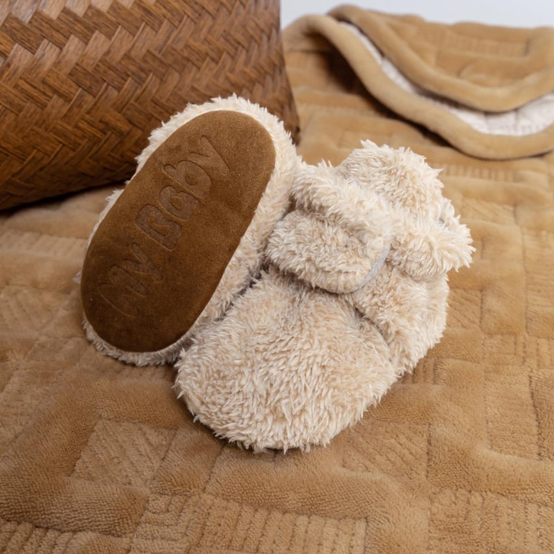 Babelvit Newborn Baby Boy Girl Soft Fleece Booties Stay On Infant Slippers Socks Shoe Non Skid Gripper Toddler First Walkers Winter Ankle Crib Shoes - Image 2