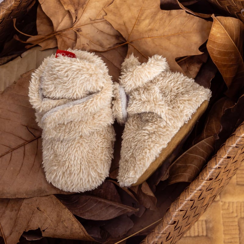 Babelvit Newborn Baby Boy Girl Soft Fleece Booties Stay On Infant Slippers Socks Shoe Non Skid Gripper Toddler First Walkers Winter Ankle Crib Shoes - Image 3