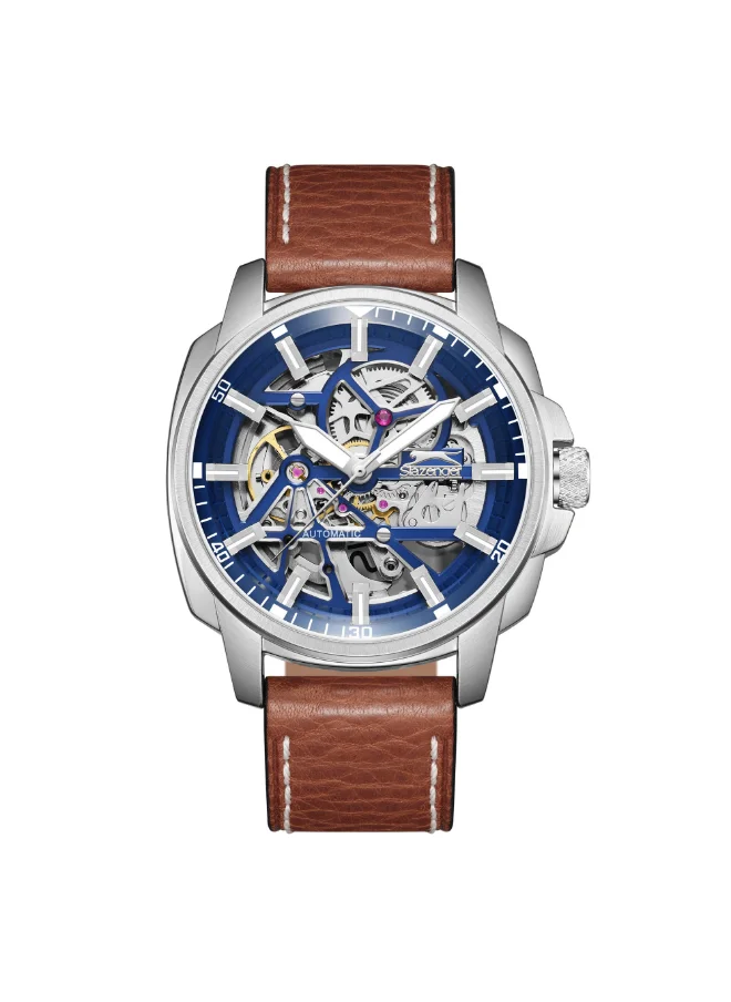 Slazenger Men's Automatic  Display Watch With Brown Leather Strap - SL.9.2409.1.01