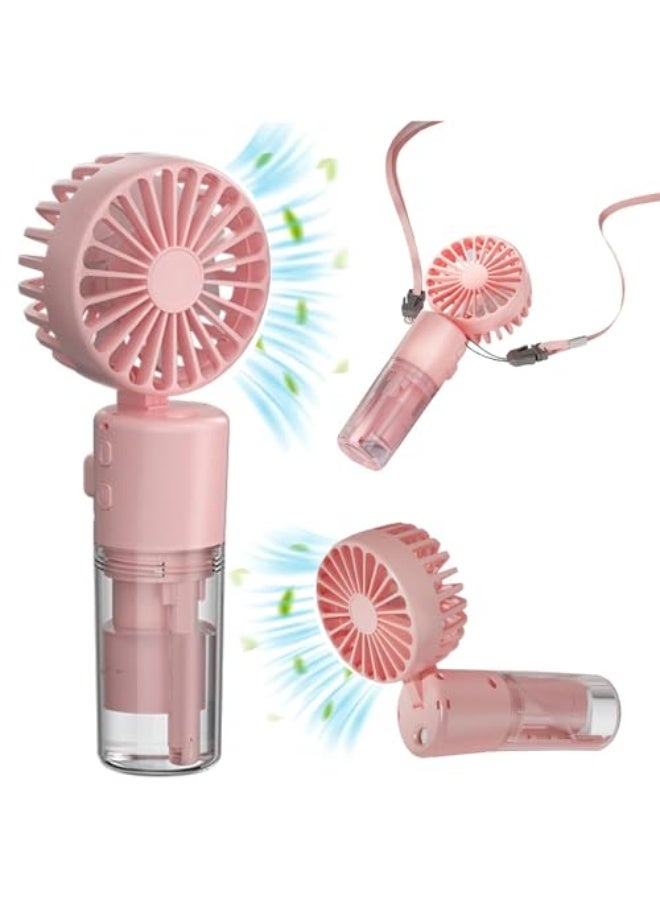 DMG TECH Handheld Fan, Rechargeable Misting Hand Fan, Multi-purpose for Portable Mini Mister Fan, 4 Speeds & 20ml Spray & 90° Foldable USB Personal Water Fan for Travel Office Outdoor (Red)  - Image 1