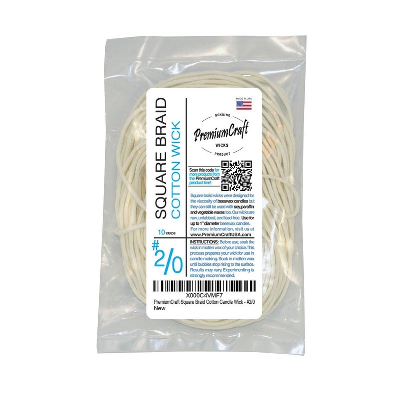 PremiumCraft Square Braid Cotton Candle Wick  20