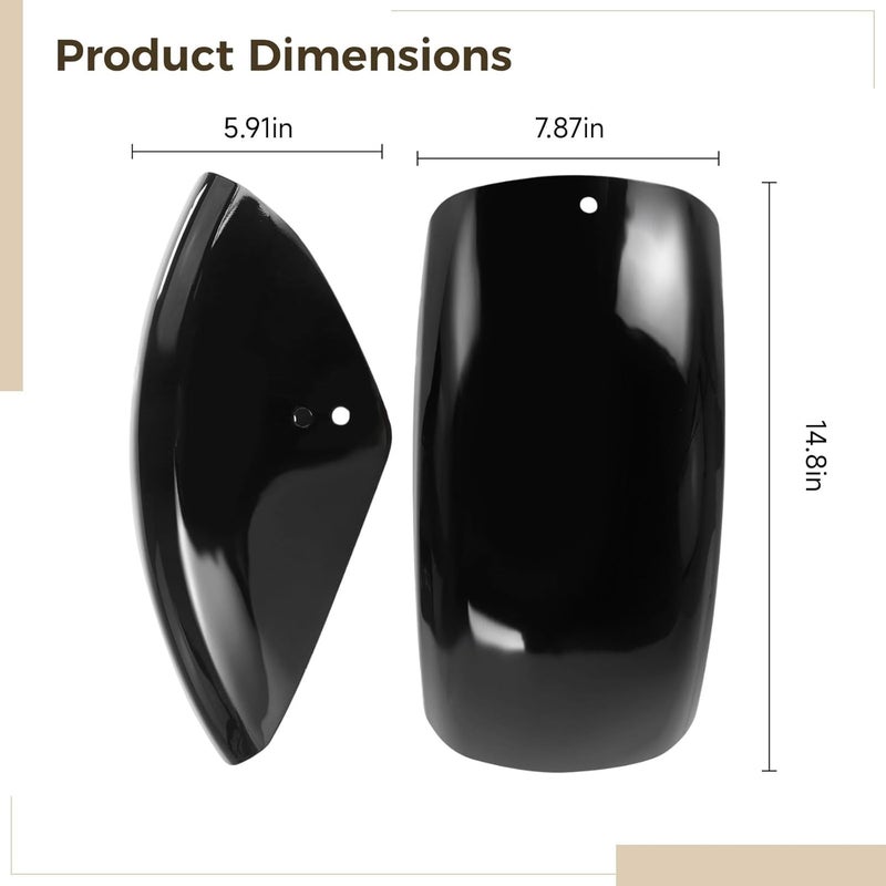 خلفي معدني أسود لامع، تركيب سهل بفتحة واحدة، تحويل بوببر X48 XL1200 883، متوافق مع موديلات 1986-2023، بطول 14.8 بوصة - Image 4