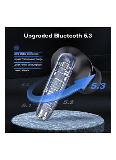 1Hora 1 Hora Earbuds Wireless Bluetooth 5.3 with Charging Case, Waterproof Earphones, Built in Mic Headset, Deep Bass Headphones Compatible with Smart Phone, Laptop, Tablet, AUT207 Black  - Image 3