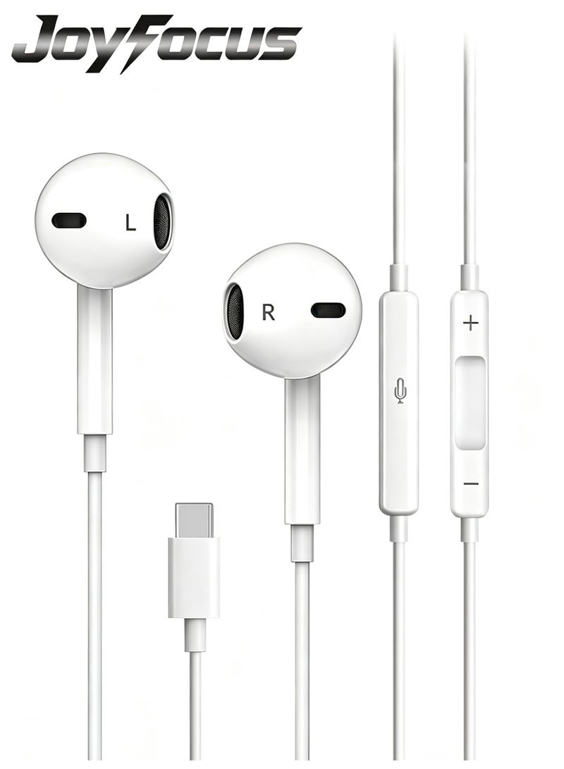 JOYFOCUS Type-C Wired In-Ear Headphones Earbuds, HIFI Headphones, Supports Voice Calls, Compatible with iPhone Series, iPhone 17 Pro Max, Samsung Series, Huawei, Honor and other devices with USB C audio port. - Image 1