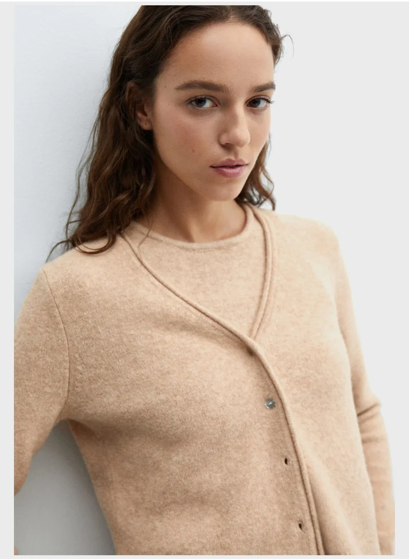 مانجو Button Detail Knitted Cardigan