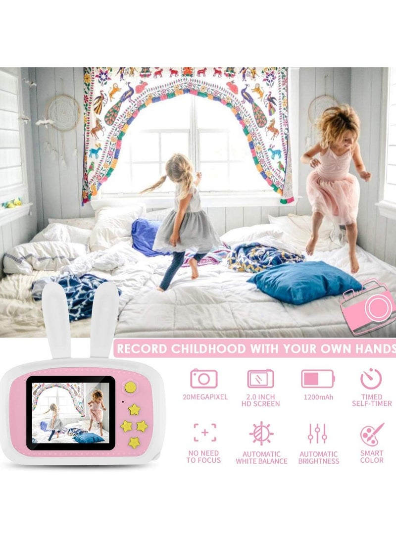 Kids Camera, Digital Video Camcorder Rechargeable with Rabbit Cover, Dual Screen 12MP Lens with 32G Memory Card, Best Birthday Gifts for Girls/Boys/School Student - Image 3