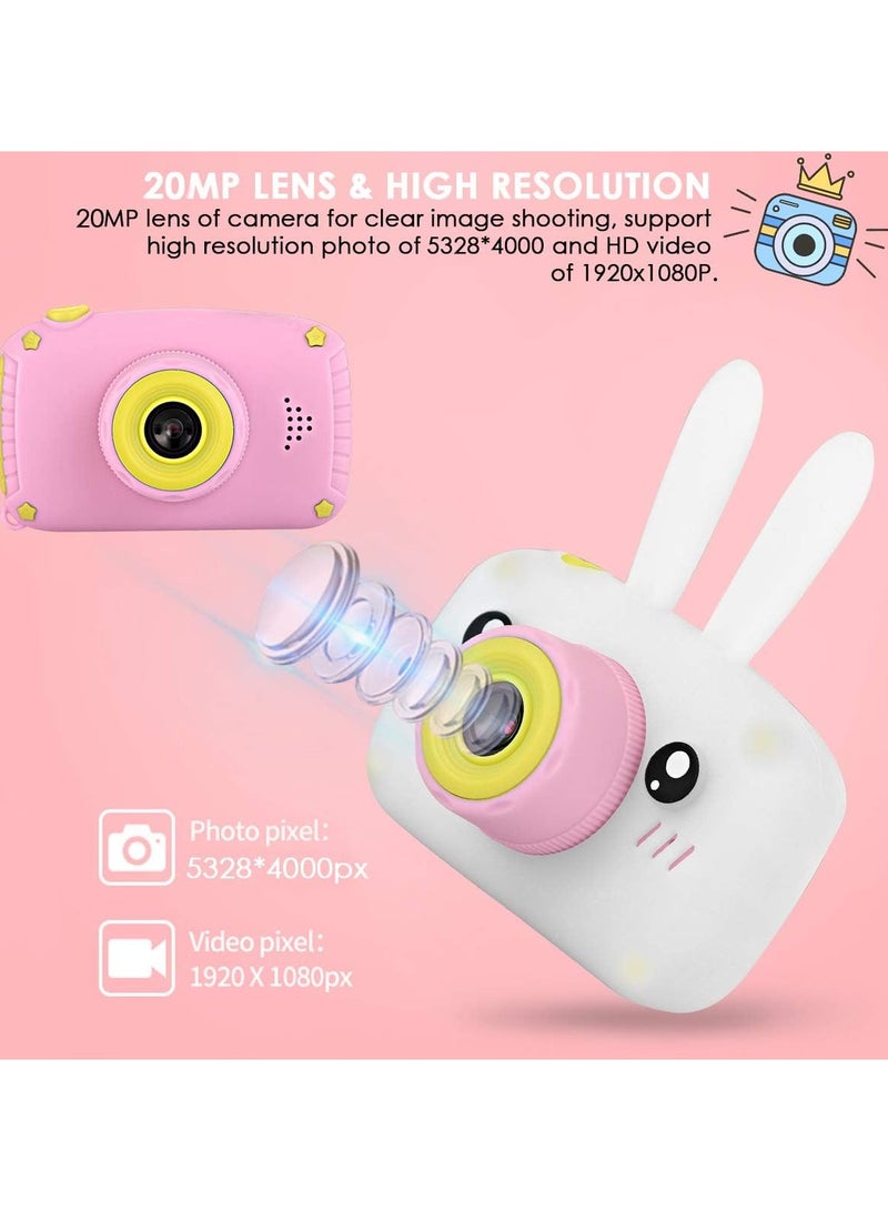 Kids Camera, Digital Video Camcorder Rechargeable with Rabbit Cover, Dual Screen 12MP Lens with 32G Memory Card, Best Birthday Gifts for Girls/Boys/School Student - Image 4