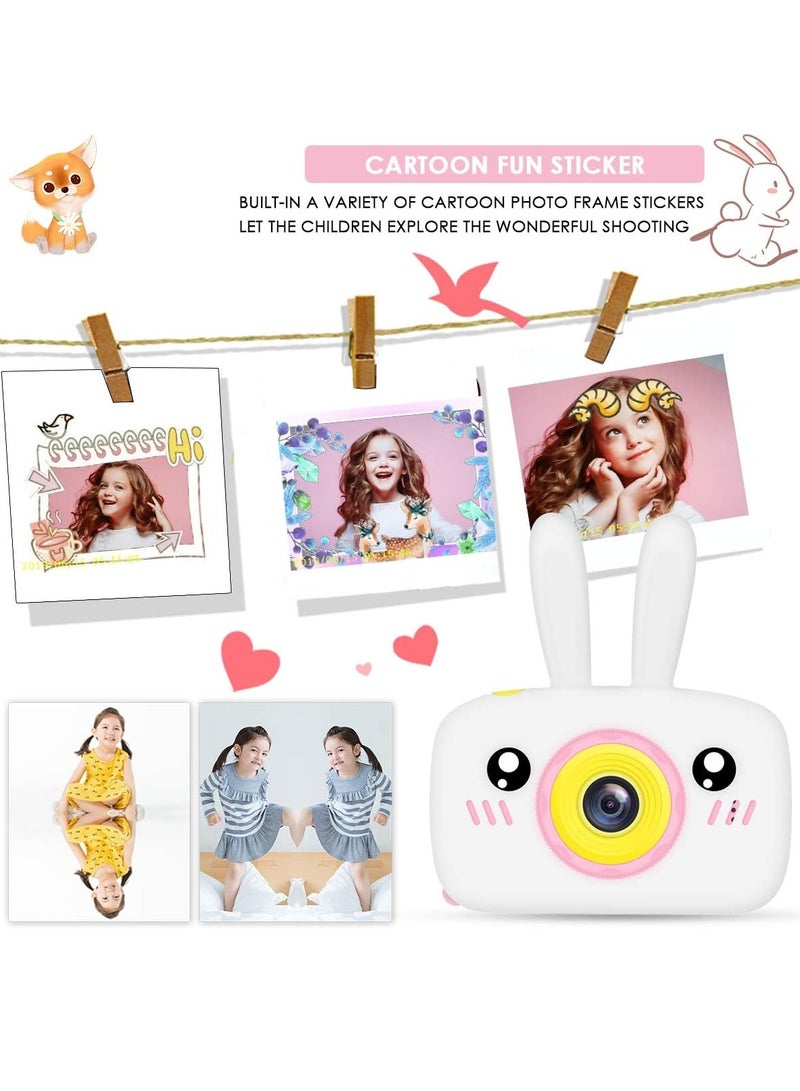 Kids Camera, Digital Video Camcorder Rechargeable with Rabbit Cover, Dual Screen 12MP Lens with 32G Memory Card, Best Birthday Gifts for Girls/Boys/School Student - Image 5