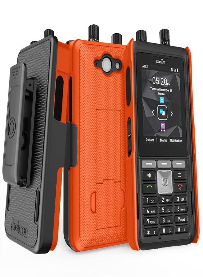 جراب BELTRON Sonim XP5 Plus مع حافظة، مشبك دوار قوي للحزام لهاتف Sonim XP5Plus (AT&T FirstNet XP5900) - تثبيت آمن وحامل مدمج (يدعم حزام عمل بعرض 2.25 بوصة) - برتقالي فاقع - Image 3
