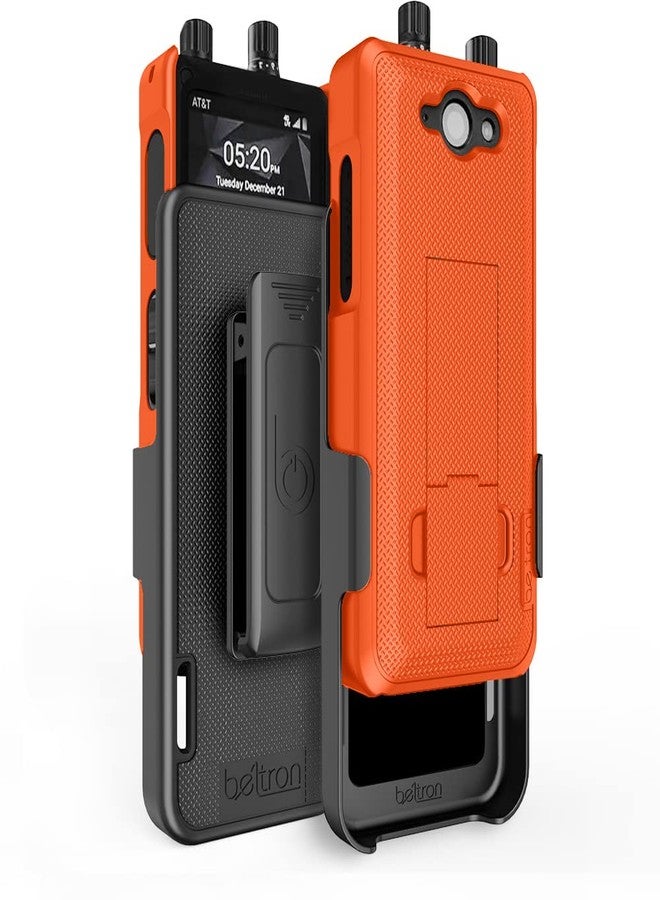 جراب BELTRON Sonim XP5 Plus مع حافظة، مشبك دوار قوي للحزام لهاتف Sonim XP5Plus (AT&T FirstNet XP5900) - تثبيت آمن وحامل مدمج (يدعم حزام عمل بعرض 2.25 بوصة) - برتقالي فاقع - Image 2