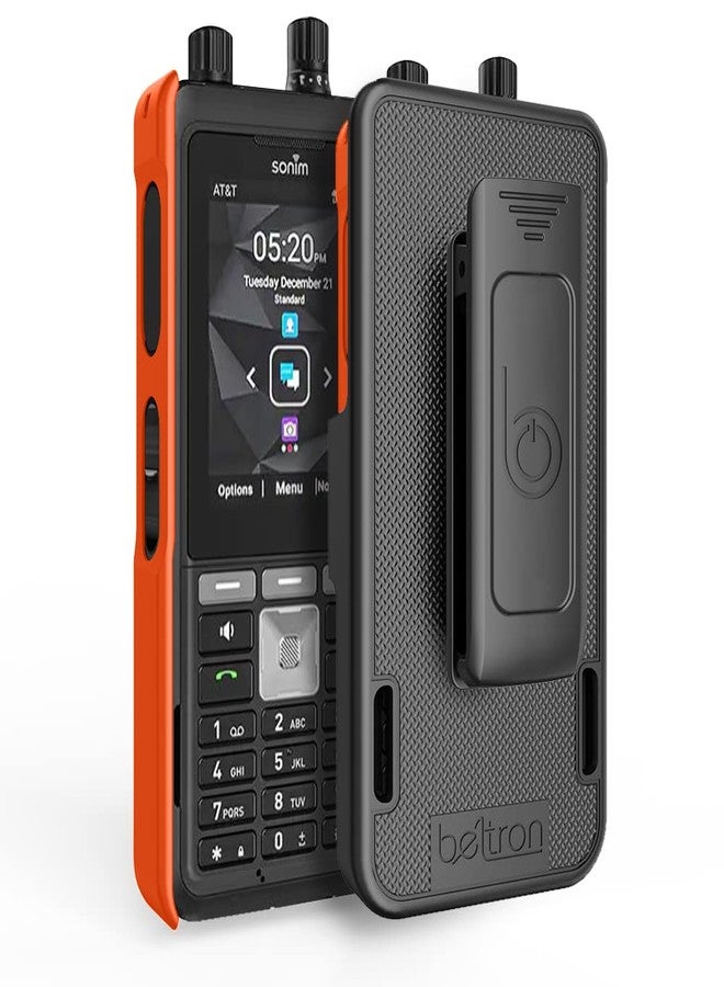 جراب BELTRON Sonim XP5 Plus مع حافظة، مشبك دوار قوي للحزام لهاتف Sonim XP5Plus (AT&T FirstNet XP5900) - تثبيت آمن وحامل مدمج (يدعم حزام عمل بعرض 2.25 بوصة) - برتقالي فاقع - Image 4