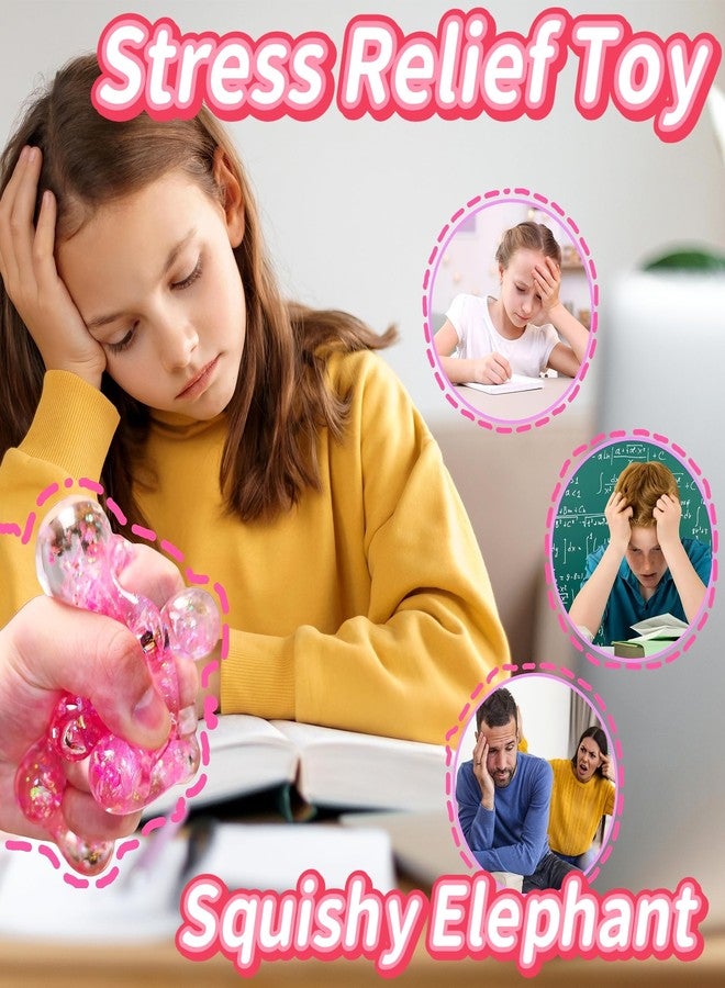 EVDERS 1Pcs Elephant Stress Balls Squishy Toys for Adults Kids, Squishy Elephant Sugar Ball Sensory Toys, Squeeze Squishy Ball Fidget Toys for Anxiety Relief, Slow Rise Squishy Toy for Boys Girls (Pink) - Image 4