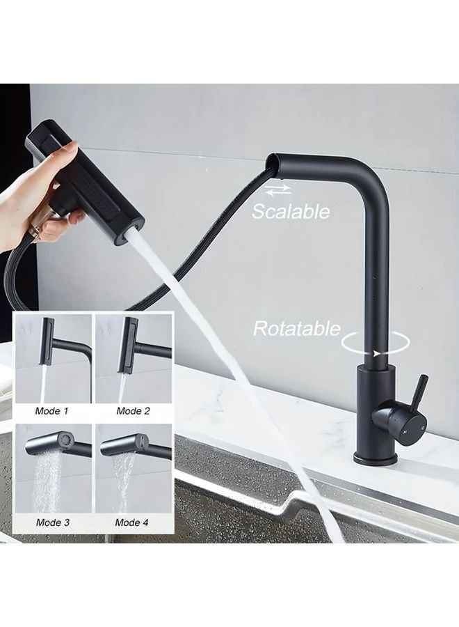 Matte Black Pull Out Kitchen Faucet 4 Water Flow Modes Extendable 27 56 Inch Tube - Image 3